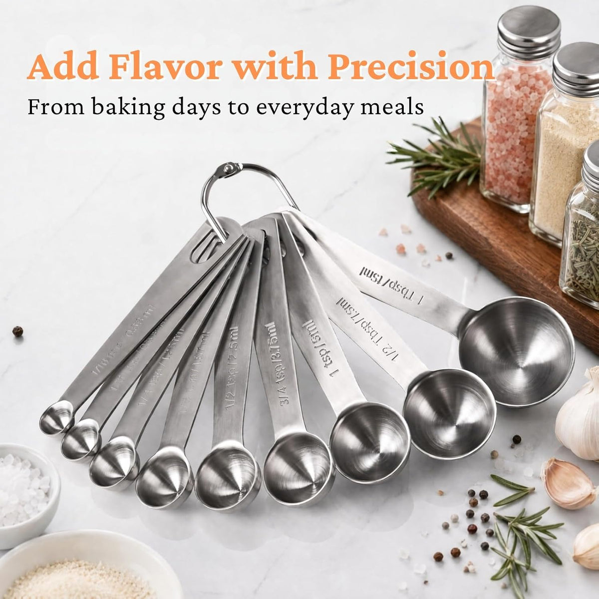 Measuring Cups and Spoons Set, Include 7 Nesting Measuring Cups, 9 Measuring Spoons and 5 Mini Spoons, Stainless Steel Metal Measuring Set, Kitchen Gadgets for Cooking & Baking