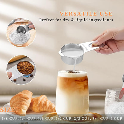 Measuring Cups and Spoons Set, Include 7 Nesting Measuring Cups, 9 Measuring Spoons and 5 Mini Spoons, Stainless Steel Metal Measuring Set, Kitchen Gadgets for Cooking & Baking