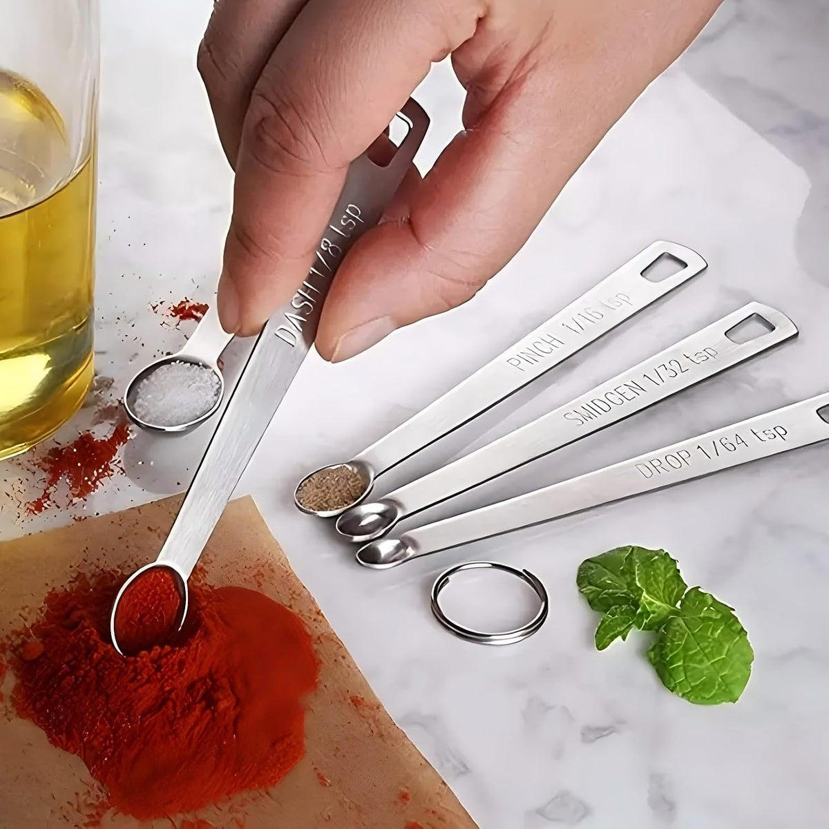 Measuring Cups and Spoons Set, Include 7 Nesting Measuring Cups, 9 Measuring Spoons and 5 Mini Spoons, Stainless Steel Metal Measuring Set, Kitchen Gadgets for Cooking & Baking