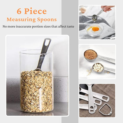 Measuring Cups and Spoons Set, Include 7 Nesting Measuring Cups, 9 Measuring Spoons and 5 Mini Spoons, Stainless Steel Metal Measuring Set, Kitchen Gadgets for Cooking & Baking