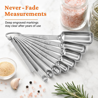 Measuring Cups and Spoons Set, Include 7 Nesting Measuring Cups, 9 Measuring Spoons and 5 Mini Spoons, Stainless Steel Metal Measuring Set, Kitchen Gadgets for Cooking & Baking