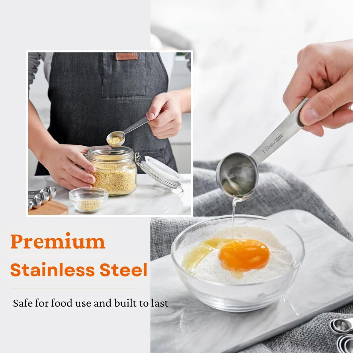 Measuring Cups and Spoons Set, Include 7 Nesting Measuring Cups, 9 Measuring Spoons and 5 Mini Spoons, Stainless Steel Metal Measuring Set, Kitchen Gadgets for Cooking & Baking