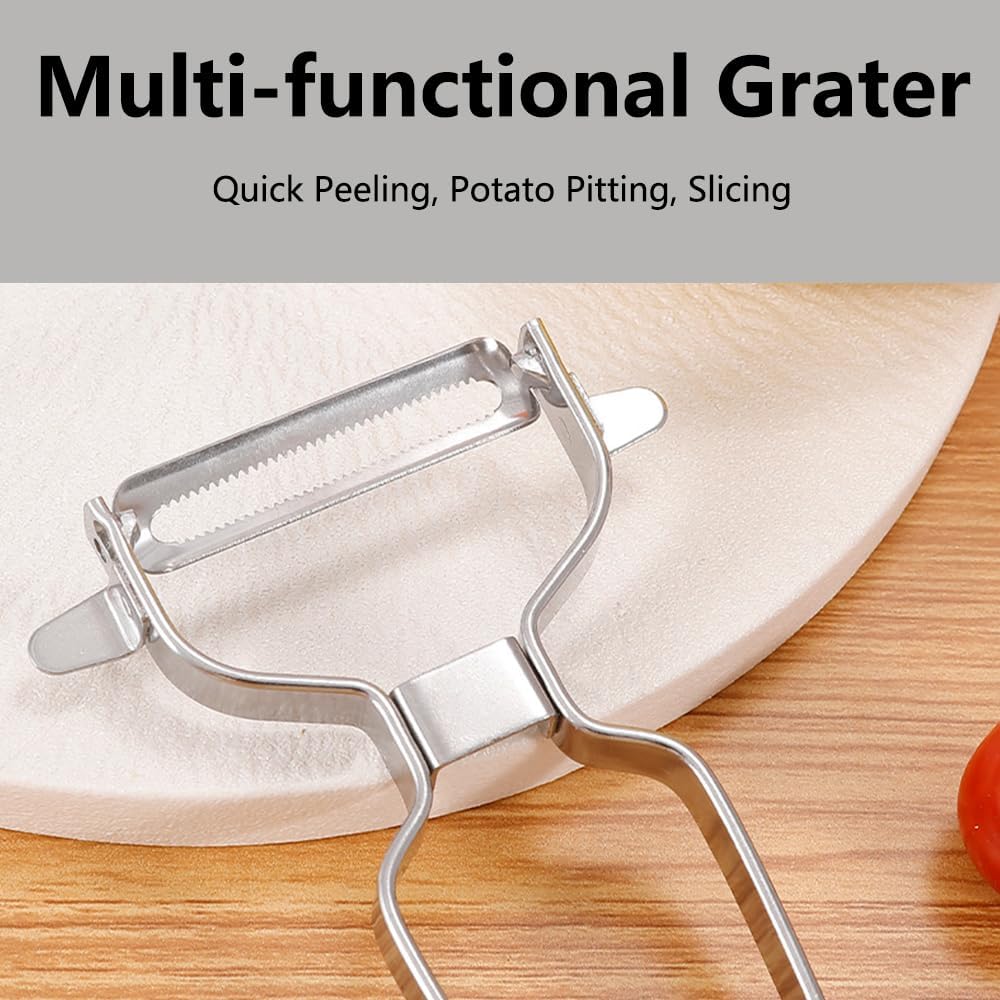 2 Pack Peelers, Stainless Steel Vegetable Peeler, Vegetable Julienne Cutter and Fruit Slicer, Y Shaped Multifunction Potato Peeler with Ergonomic Handle - Flattooth,L