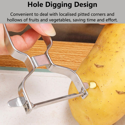 2 Pack Peelers, Stainless Steel Vegetable Peeler, Vegetable Julienne Cutter and Fruit Slicer, Y Shaped Multifunction Potato Peeler with Ergonomic Handle - Flattooth,L