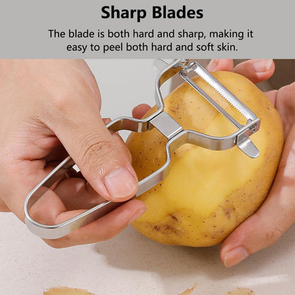 2 Pack Peelers, Stainless Steel Vegetable Peeler, Vegetable Julienne Cutter and Fruit Slicer, Y Shaped Multifunction Potato Peeler with Ergonomic Handle - Flattooth,L