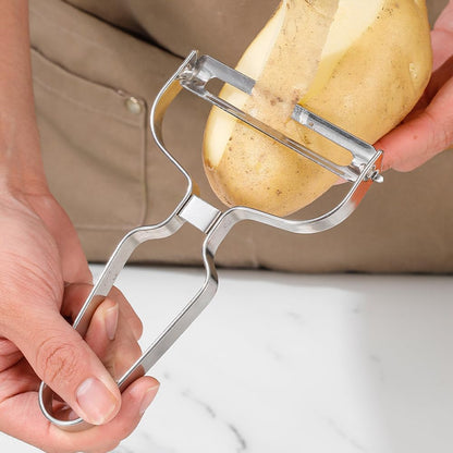 2 Pack Peelers, Stainless Steel Vegetable Peeler, Vegetable Julienne Cutter and Fruit Slicer, Y Shaped Multifunction Potato Peeler with Ergonomic Handle - Flattooth,L