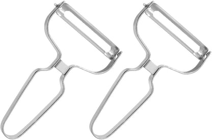 2 Pack Peelers, Stainless Steel Vegetable Peeler, Vegetable Julienne Cutter and Fruit Slicer, Y Shaped Multifunction Potato Peeler with Ergonomic Handle - Flattooth,L