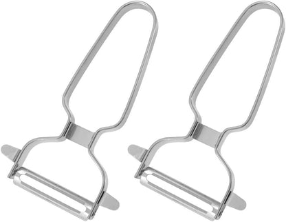 2 Pack Peelers, Stainless Steel Vegetable Peeler, Vegetable Julienne Cutter and Fruit Slicer, Y Shaped Multifunction Potato Peeler with Ergonomic Handle - Flattooth,L