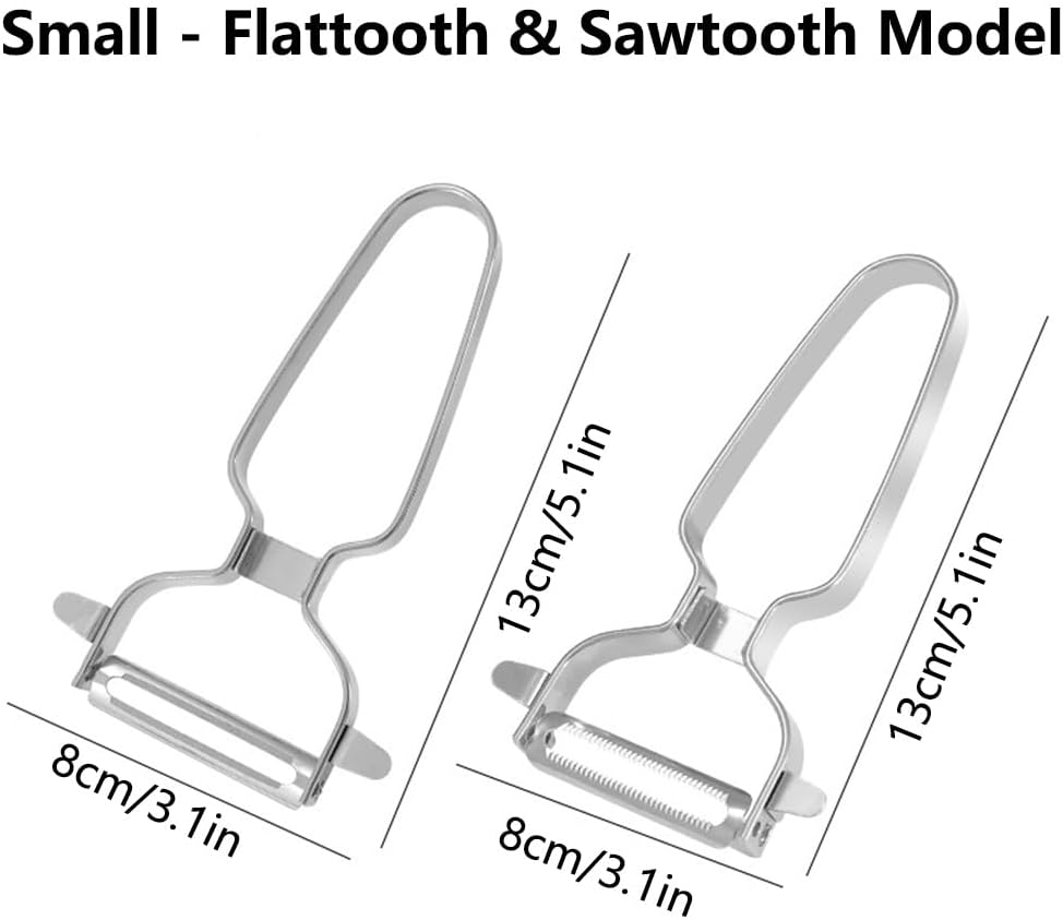 2 Pack Peelers, Stainless Steel Vegetable Peeler, Vegetable Julienne Cutter and Fruit Slicer, Y Shaped Multifunction Potato Peeler with Ergonomic Handle - Flattooth,L