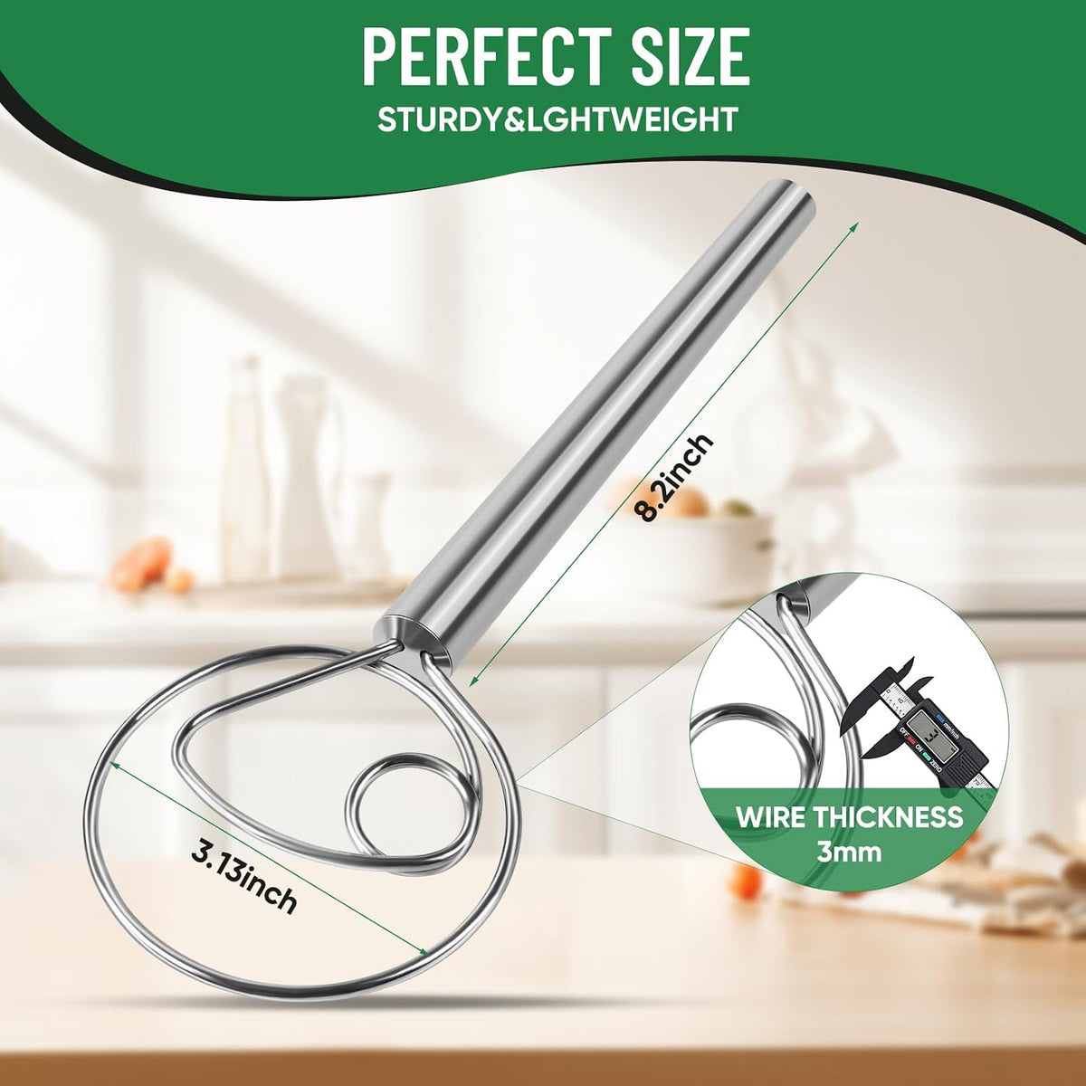 Danish Dough Whisk Stainless Steel for Sourdough Bread Baking