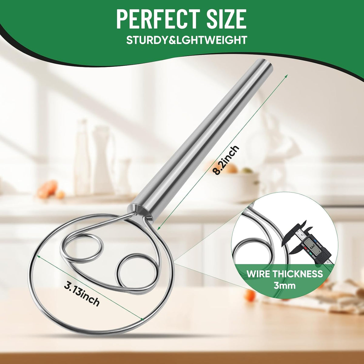 Danish Dough Whisk Stainless Steel for Sourdough Bread Baking