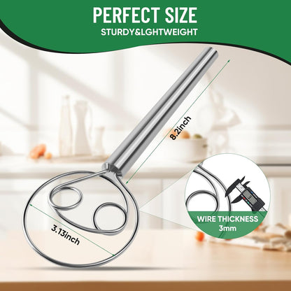 Danish Dough Whisk Stainless Steel for Sourdough Bread Baking