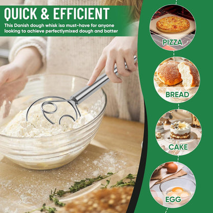 Danish Dough Whisk Stainless Steel for Sourdough Bread Baking