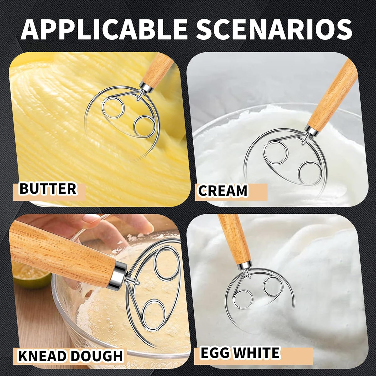 Danish Dough Whisk Stainless Steel for Sourdough Bread Baking