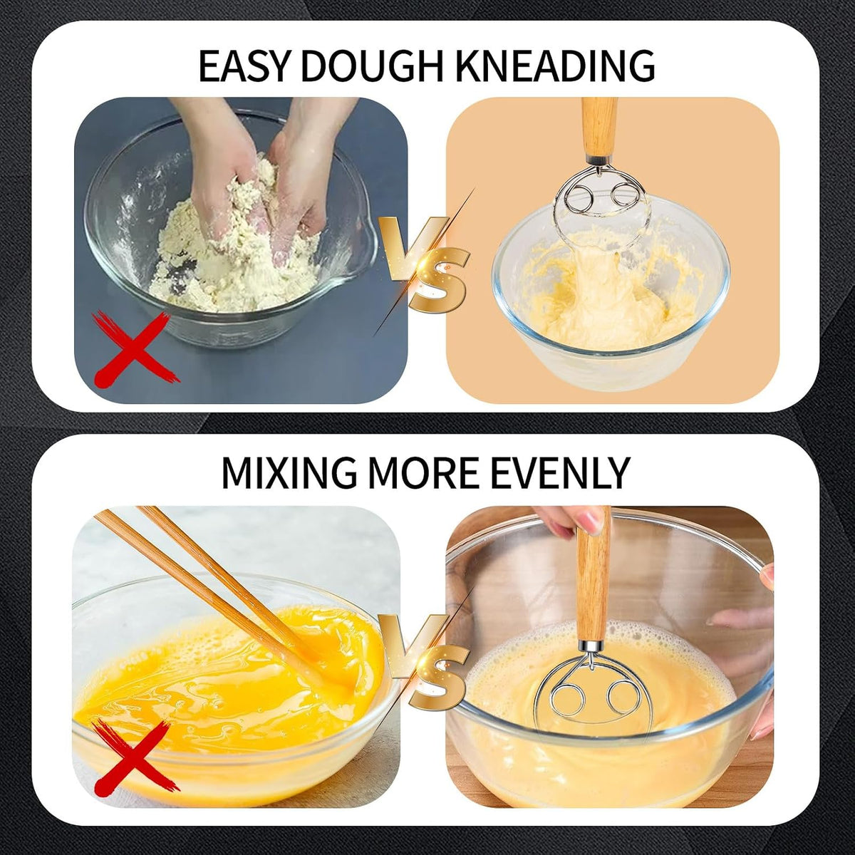 Danish Dough Whisk Stainless Steel for Sourdough Bread Baking