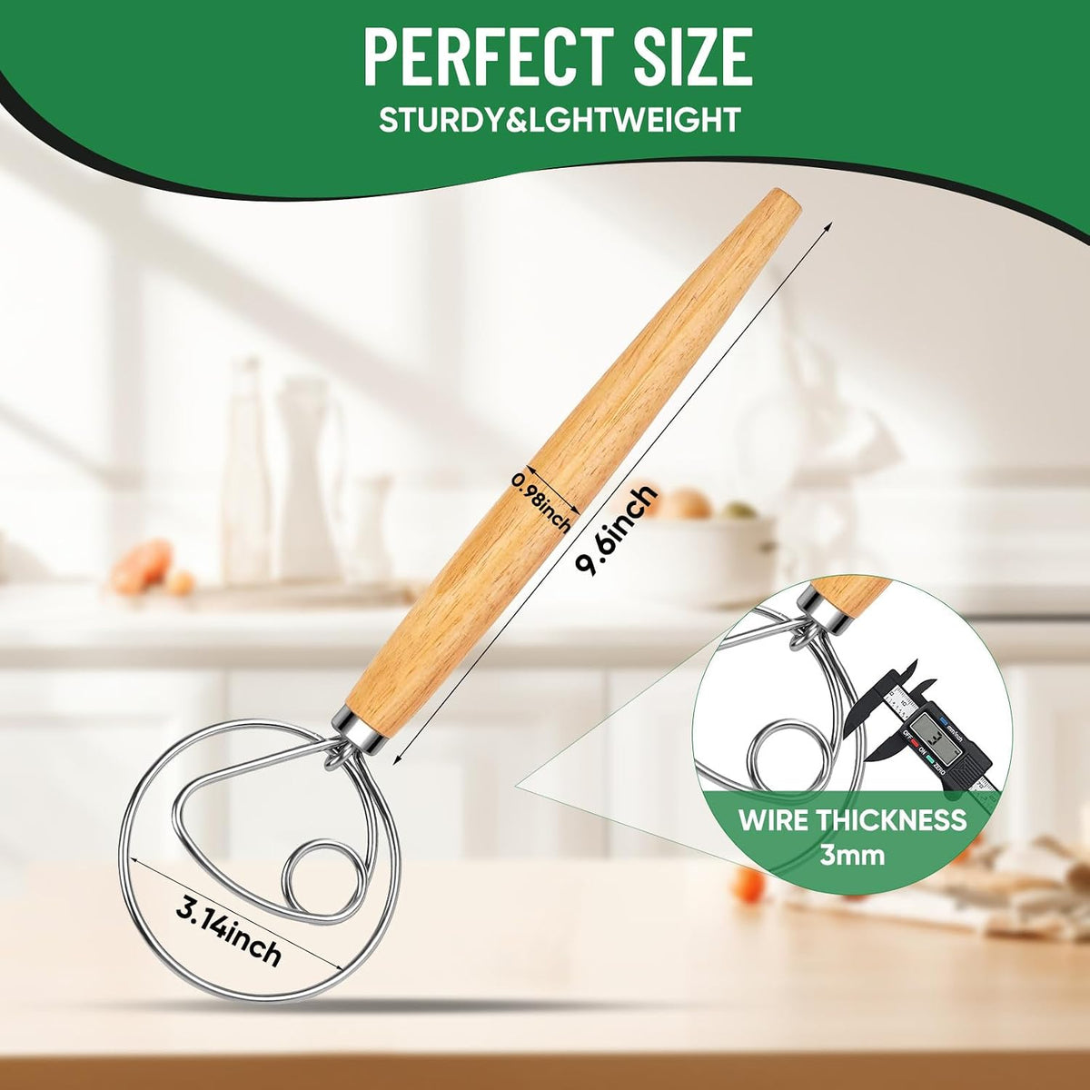 Danish Dough Whisk Stainless Steel for Sourdough Bread Baking