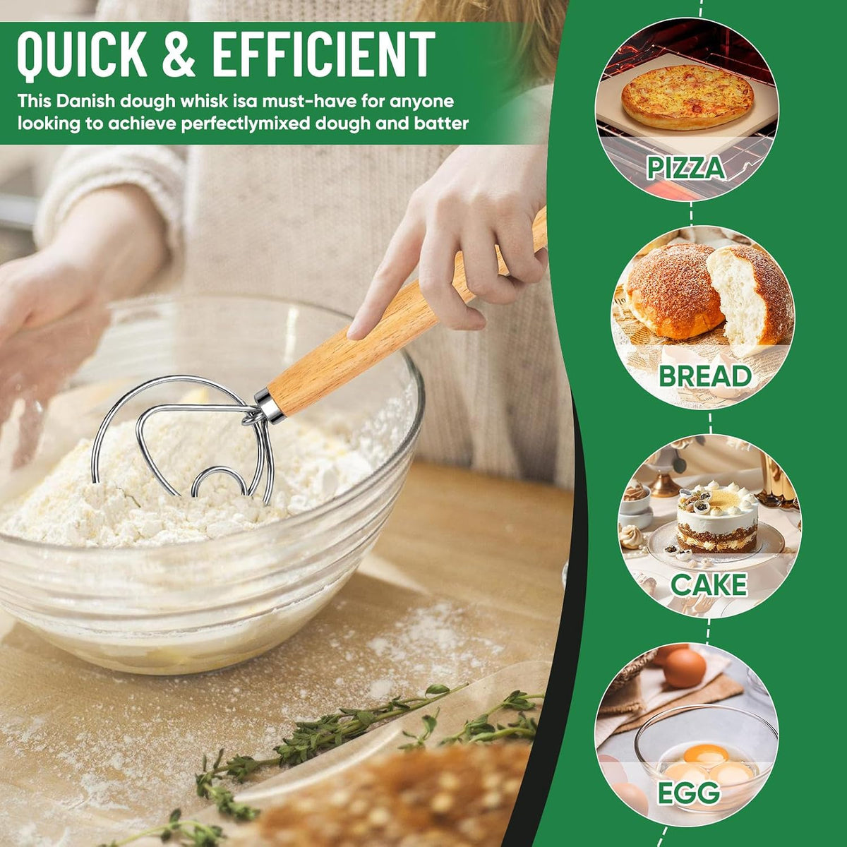Danish Dough Whisk Stainless Steel for Sourdough Bread Baking