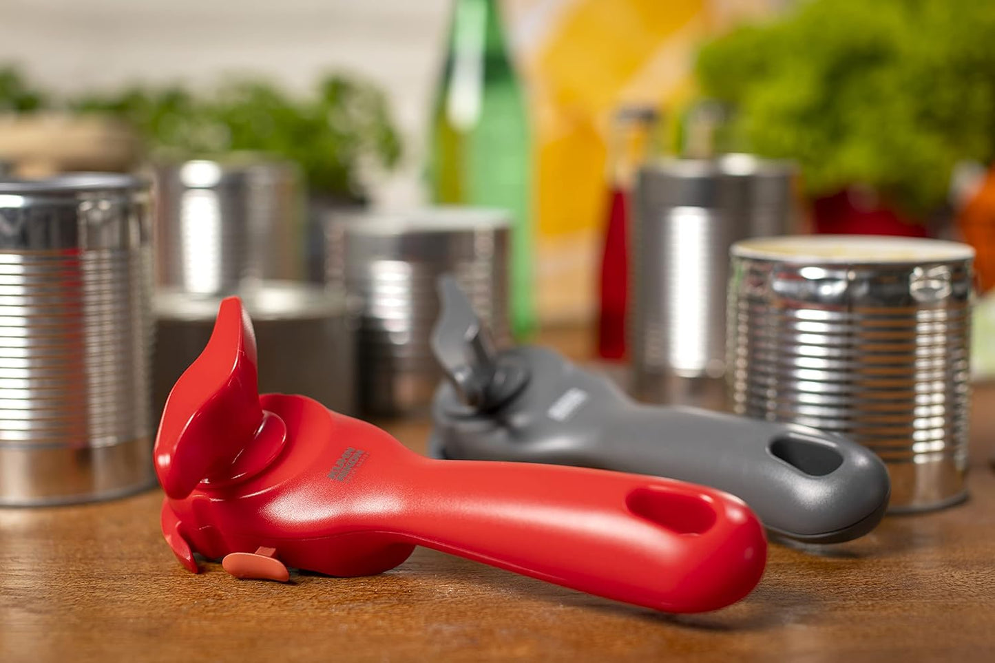 Deluxe Auto Safety LidLifter/Can Opener, Red and Silver