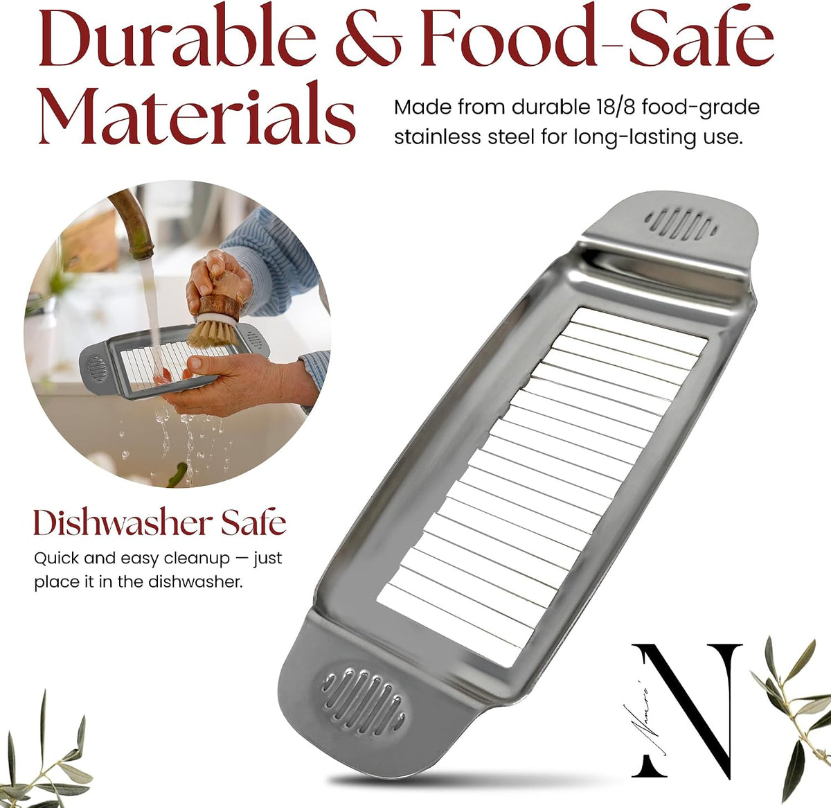 Wire Butter Slicer Cutter with Wooden Tray, Stainless Steel