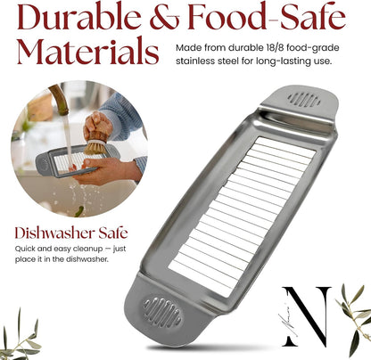 Wire Butter Slicer Cutter with Wooden Tray, Stainless Steel