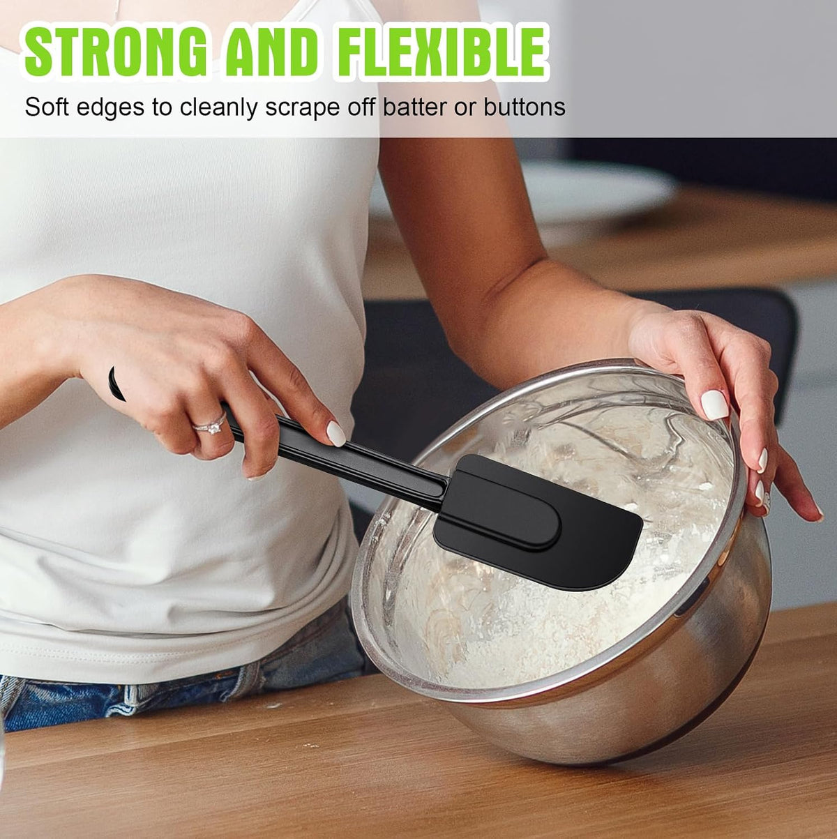 5 Pcs 10 Inch Rubber Spatula High Heat Resistant Silicone Spatula