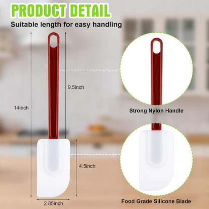 5 Pcs 10 Inch Rubber Spatula High Heat Resistant Silicone Spatula