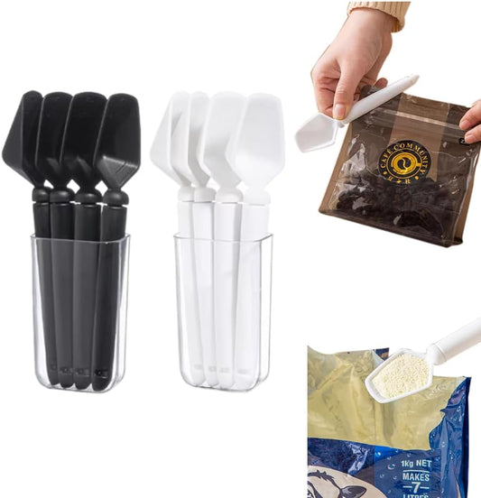 Three in One Function Plastic Coffee Measuring Spoon Sealing Clip,Magnetic Wall Container Magnet Clips,Food Freshness Bag Clip Powder Tea Scoop,2 Pieces of 8