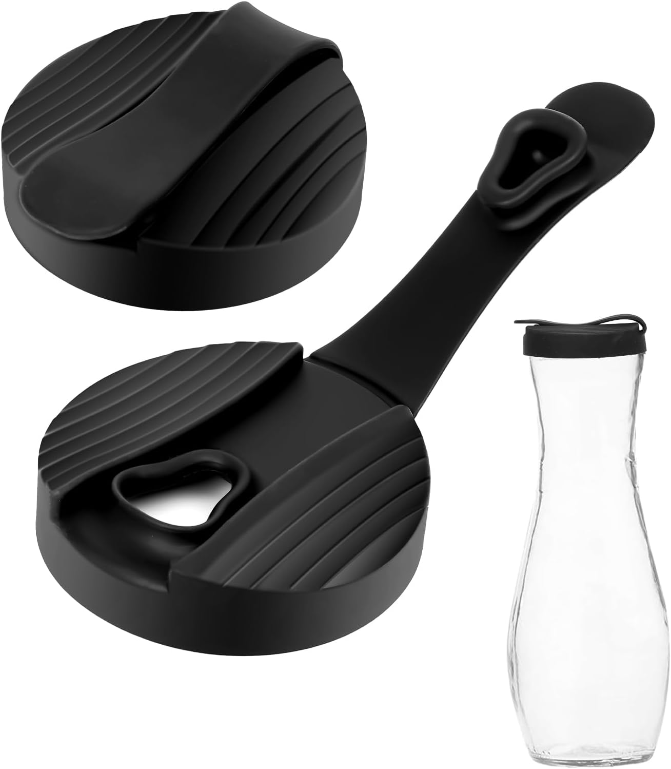 2 Pack Silicone Cruet Lid for good seasons,Black Crute Bottle Lid compatible with good seasons,Replacement Lids For Cruets Salad Dressing Bottle