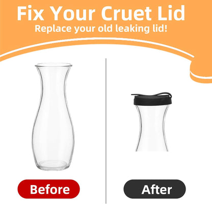 2 Pack Silicone Cruet Lid for good seasons,Black Crute Bottle Lid compatible with good seasons,Replacement Lids For Cruets Salad Dressing Bottle