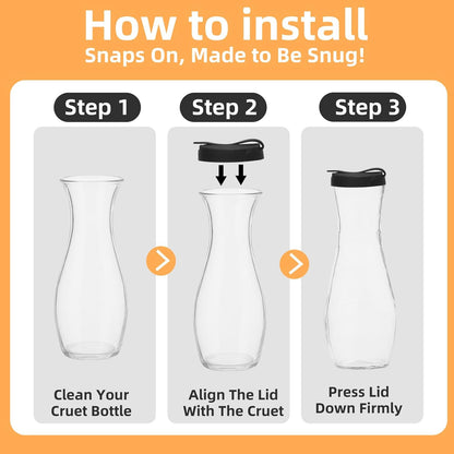 2 Pack Silicone Cruet Lid for good seasons,Black Crute Bottle Lid compatible with good seasons,Replacement Lids For Cruets Salad Dressing Bottle