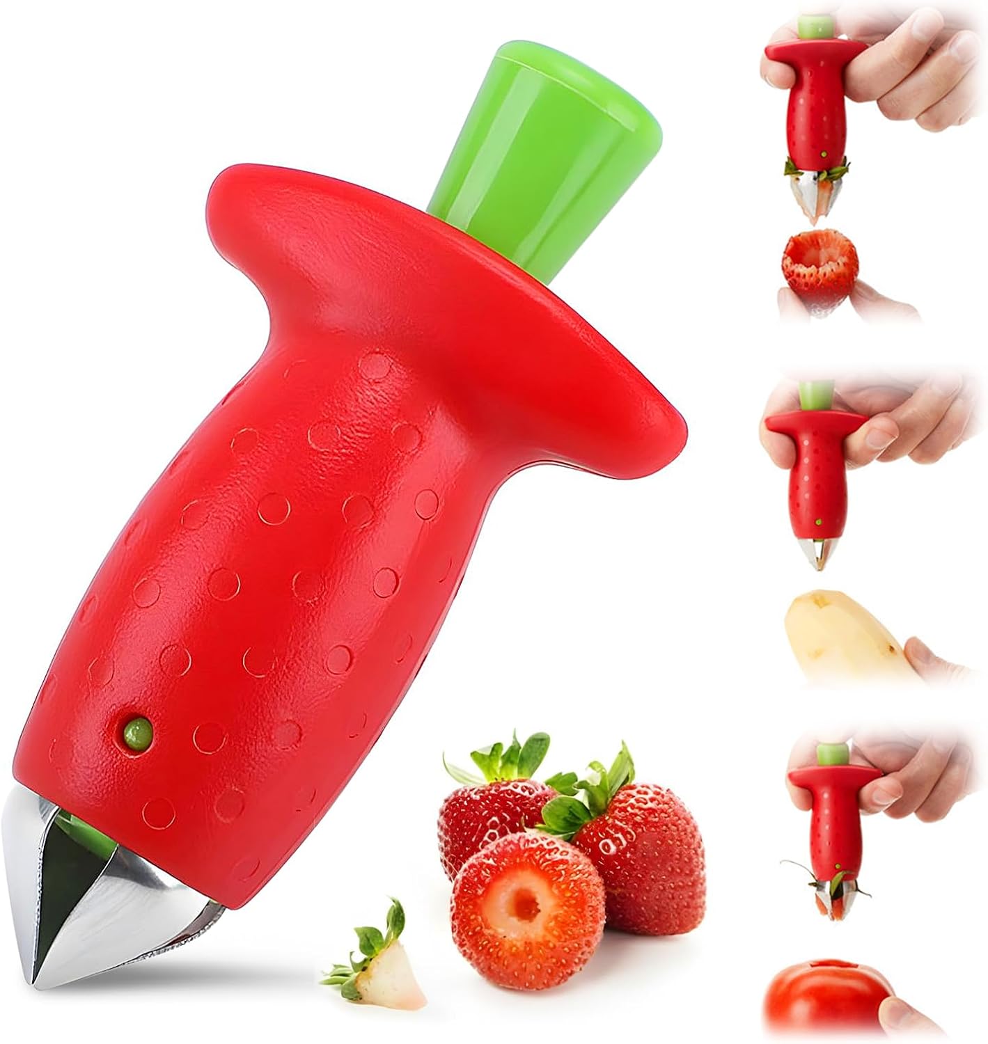 fruit strawberry corer stem remover picker huller tool;kitchen gadgets (1)