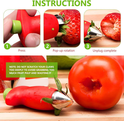 fruit strawberry corer stem remover picker huller tool;kitchen gadgets (1)