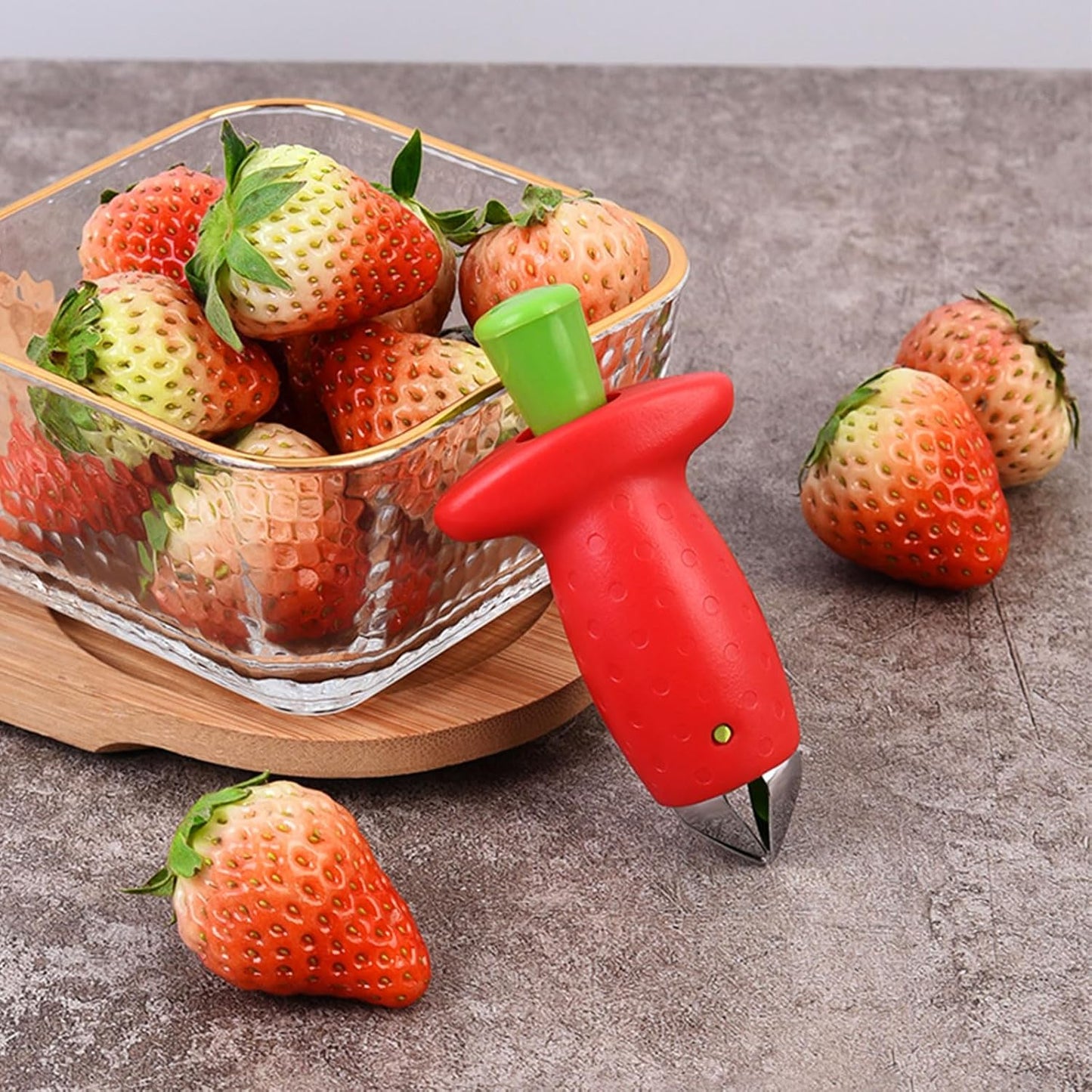 fruit strawberry corer stem remover picker huller tool;kitchen gadgets (1)