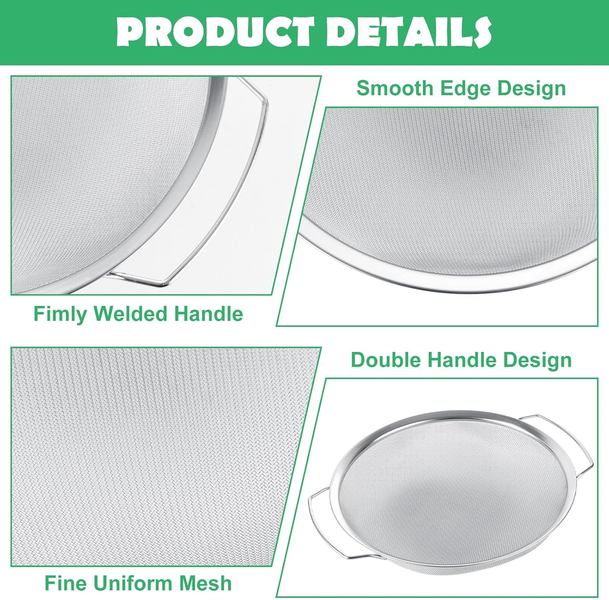 3 Pack Fine Mesh Paint Strainer with Handle, 60 Mesh Stainless Steel Paint Filter, 5 Gallon Bucket Strainer, Emulsion Honey Funnel Filter Cover Fits 5 Gallon Paints Bucket Filters Tool Insert