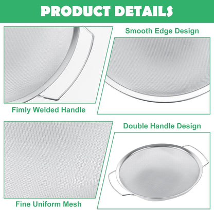 3 Pack Fine Mesh Paint Strainer with Handle, 60 Mesh Stainless Steel Paint Filter, 5 Gallon Bucket Strainer, Emulsion Honey Funnel Filter Cover Fits 5 Gallon Paints Bucket Filters Tool Insert