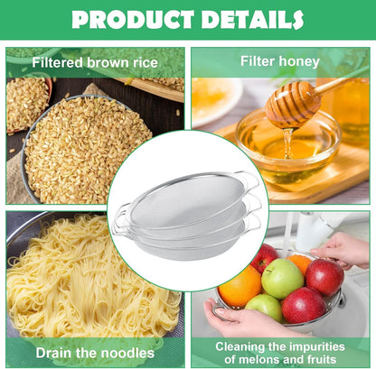 3 Pack Fine Mesh Paint Strainer with Handle, 60 Mesh Stainless Steel Paint Filter, 5 Gallon Bucket Strainer, Emulsion Honey Funnel Filter Cover Fits 5 Gallon Paints Bucket Filters Tool Insert