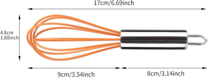 Multi-Color Mini Silicone Kitchen Whisks with Stainless Steel Handles Milk Beater Egg Beater Balloon Whisk for Blending Stirring Whisking and Beating(6.2in, Four colorsl, 8)