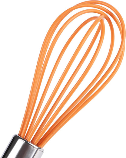 Multi-Color Mini Silicone Kitchen Whisks with Stainless Steel Handles Milk Beater Egg Beater Balloon Whisk for Blending Stirring Whisking and Beating(6.2in, Four colorsl, 8)