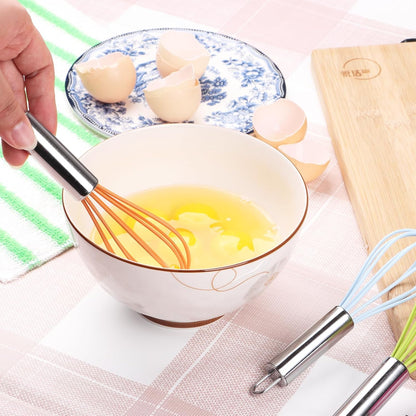 Multi-Color Mini Silicone Kitchen Whisks with Stainless Steel Handles Milk Beater Egg Beater Balloon Whisk for Blending Stirring Whisking and Beating(6.2in, Four colorsl, 8)