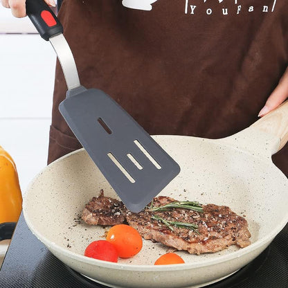 Silicone Spatula Turner Set of 3, Heat Resistant 600°F & BPA-Free Flexible Rubber Spatulas for Nonstick Cookware, Kitchen Utensils for Flipping Eggs, Fish, Burgers, Pancakes, Cookie, Crepes