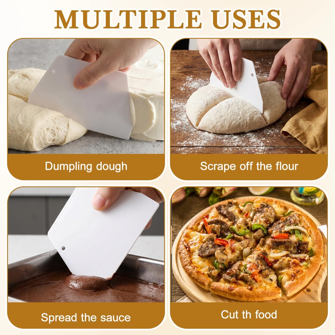 Plastic Dough Scraper 20 Pcs Cake Scraper Set for Baking Dough and Icing Spreading Ergonomic Kitchen Pastry Scraping Tool White