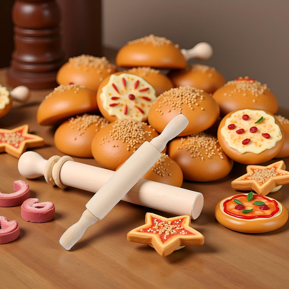 Wooden Mini Rolling Pin Baking Small Dough Rolling Pins for Fondant Pastry Pizza Crafting and Imaginative Play for Christmas Presents Mini Rolling Pin Rolling Pins Kitchen and Dining(6 Inch)