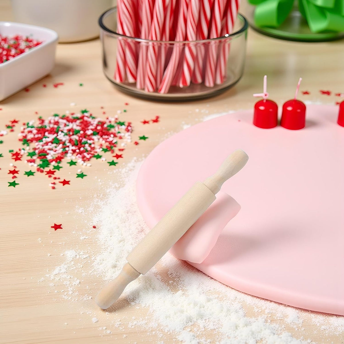Wooden Mini Rolling Pin Baking Small Dough Rolling Pins for Fondant Pastry Pizza Crafting and Imaginative Play for Christmas Presents Mini Rolling Pin Rolling Pins Kitchen and Dining(6 Inch)