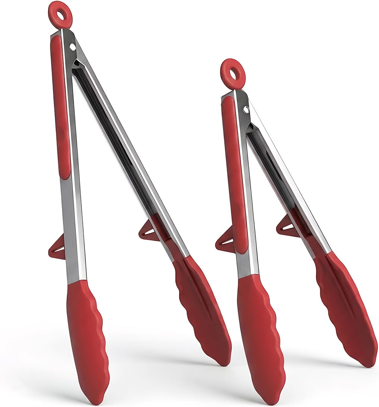 Kitchen Cooking Tongs Set, 9" & 12", Black, 2 Pack | Built-in Stand & Dishwasher Safe; Heat Resistant up to 600°F; Perfect for Grilling, BBQ, Salad & Frying.