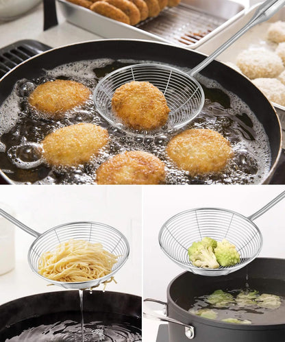 304 Stainless Steel Spider Strainer Skimmer Ladle for Cooking and Frying, Kitchen Gadgets Utensils Wire Pasta Spoon
