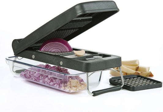 Professional Chopper, Black - Multi-Functional Vegetable Chopper, Dicer, and Mincer with Sturdy Stainless Steel Frame, Perfect for Onions, Tomatoes, and More