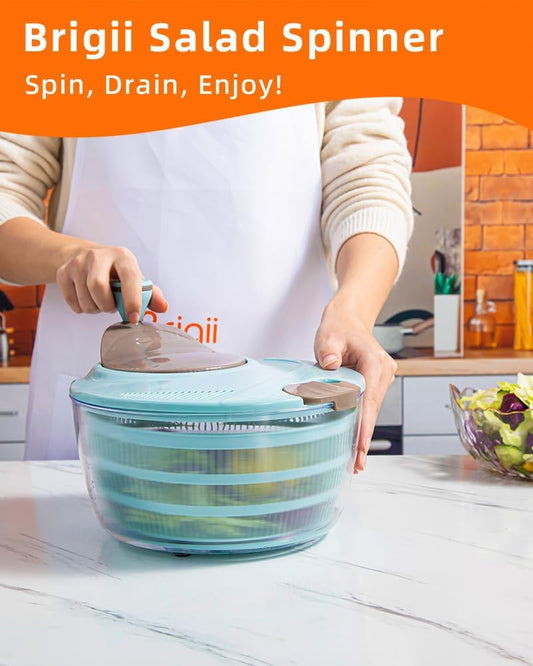 Salad Spinner, 4.24 Quart Lettuce Spinner, Vegetable Spinner | Double drainage holes, wash spin and drain without removing lid, non-slip base, easy to clean, for greens, vegetables, fruit