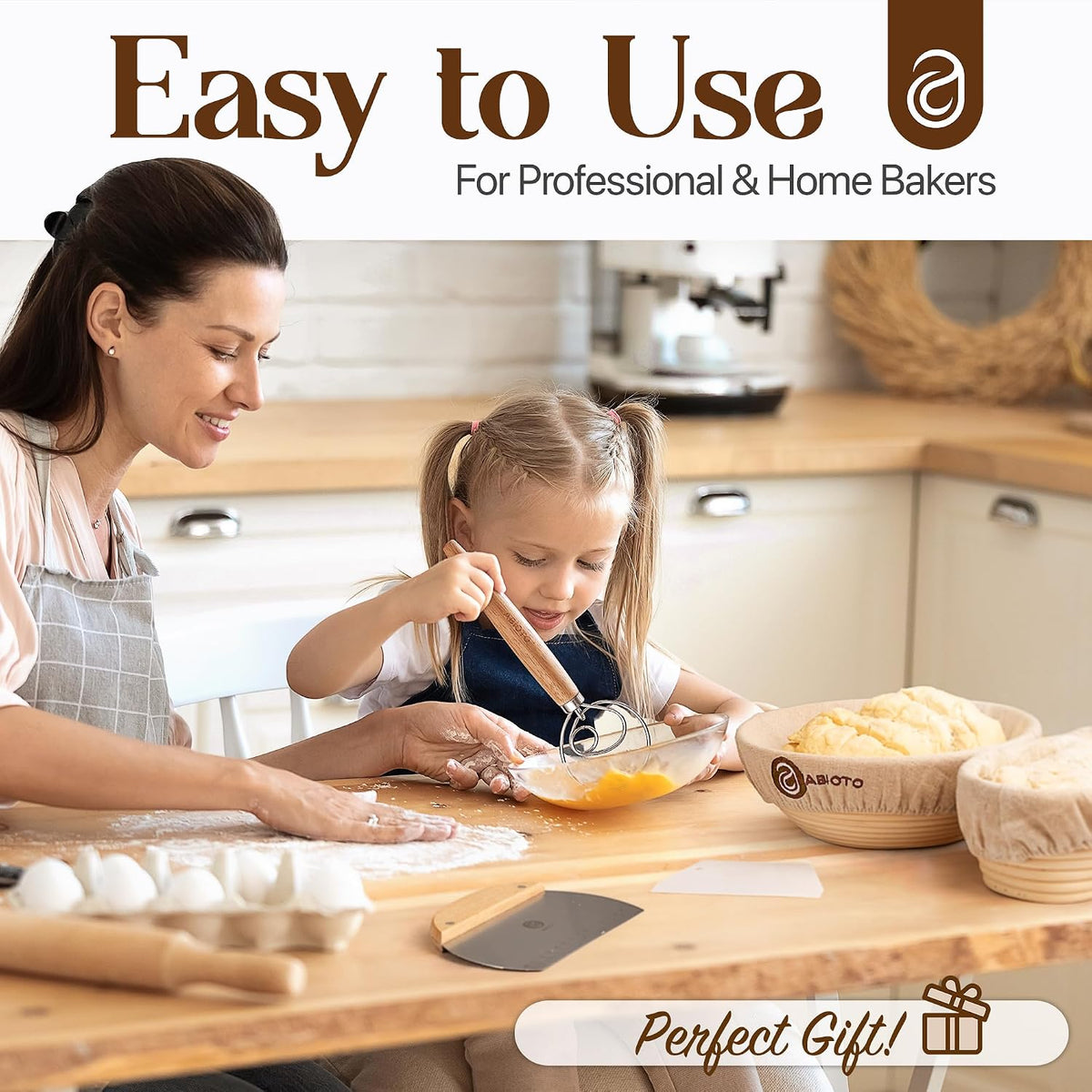 Sourdough Bread Baking Kit - with 10" Round & 11" Oval Rattan Banneton Proofing Baskets, Liners, Bread Lame, Danish Whisk & Scrapers for Home Bakers