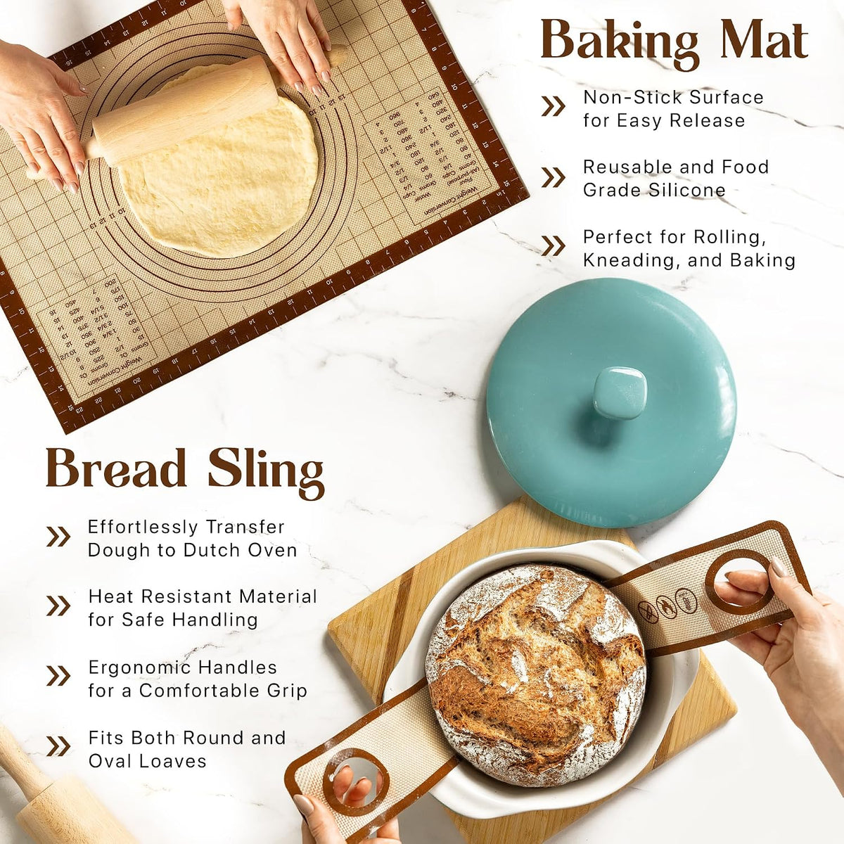 Sourdough Bread Baking Kit - with 10" Round & 11" Oval Rattan Banneton Proofing Baskets, Liners, Bread Lame, Danish Whisk & Scrapers for Home Bakers