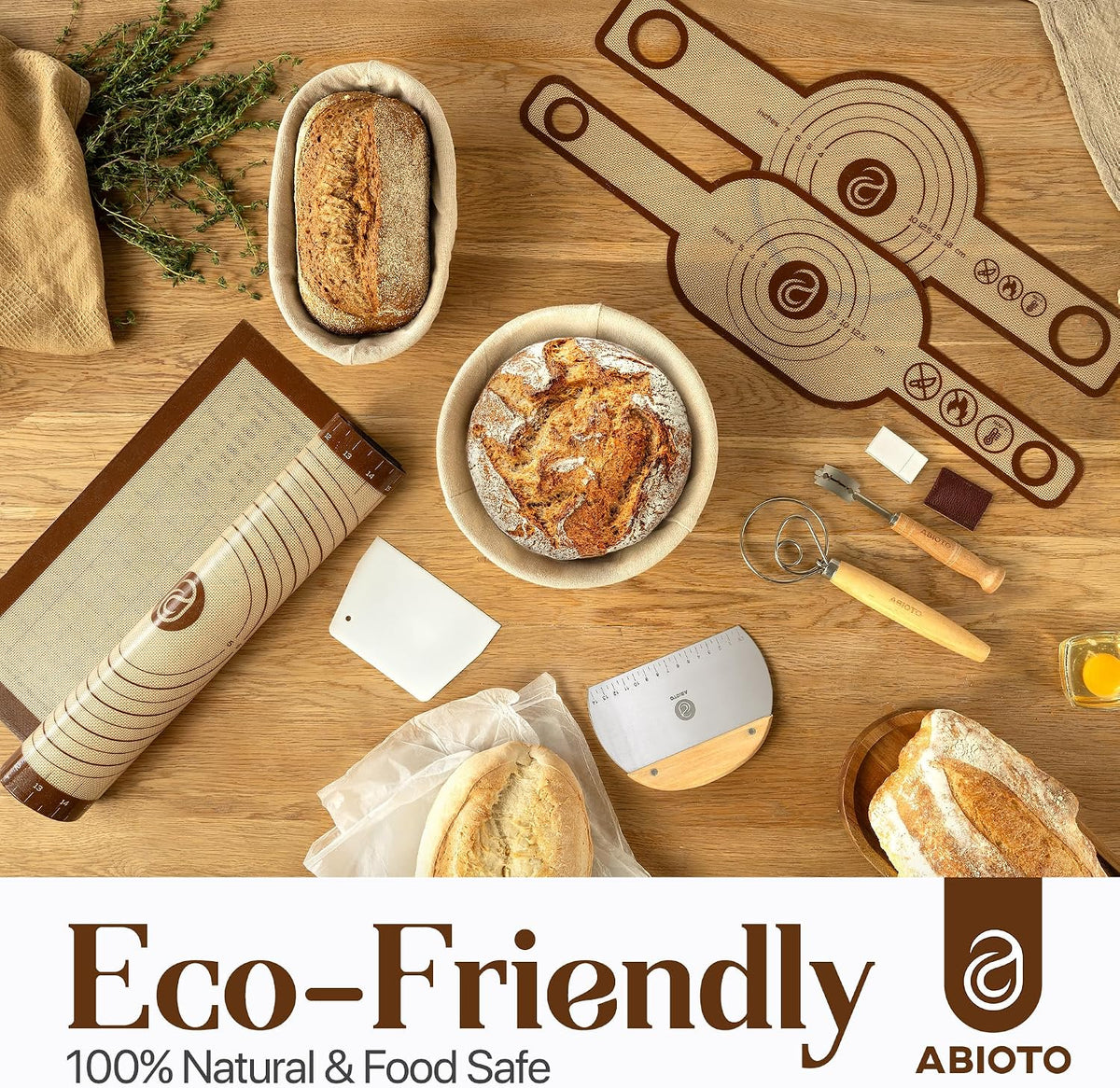 Sourdough Bread Baking Kit - with 10" Round & 11" Oval Rattan Banneton Proofing Baskets, Liners, Bread Lame, Danish Whisk & Scrapers for Home Bakers